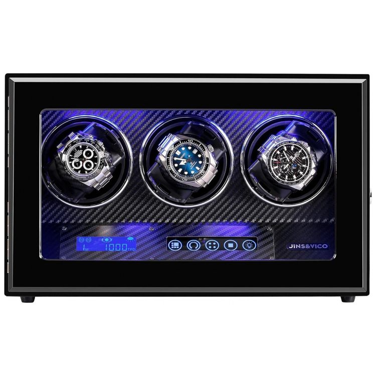Caixa-Estojo-Rotativo-Automatico-para-Relogios-com-Luz-e-foto-1