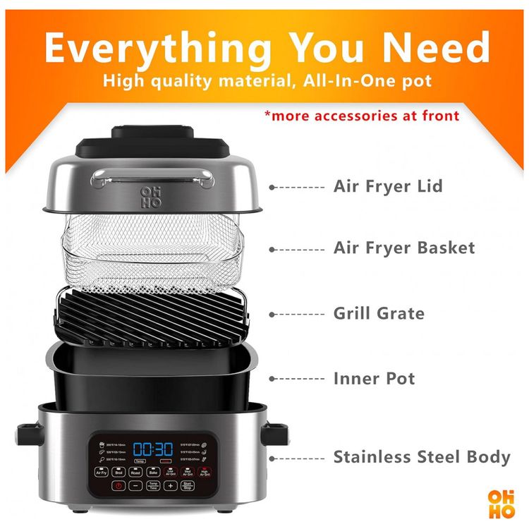 OHHO-Panela-Eletrica-AirFryer-com-7-Funcoes-6L-de-foto-1