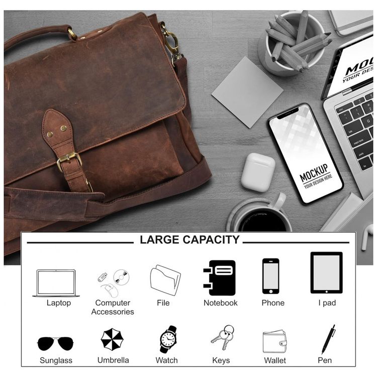 Leather-Bsa-Maleta-de-Couro-Masculina-para-LapTop-OAK-foto-2