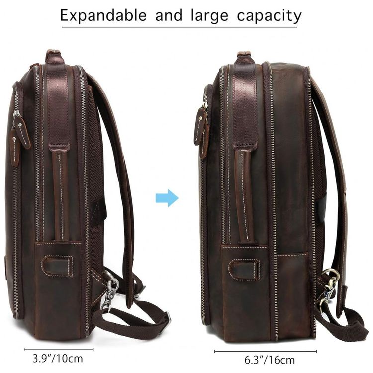 Mochila-Unissex-de-Couro-para-Laptop-LANNSYNE-LB135-Marrom-foto-3