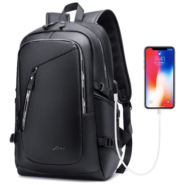 Mochila-Unissex-de-Couro-Sintetico-para-Laptop-DYJ-Preto-foto-0