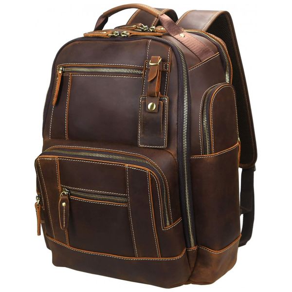 Mochila-Unissex-de-Couro-para-Laptop-LANNSYNE-LB125-Marrom-foto-0