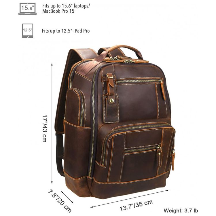 Mochila-Unissex-de-Couro-para-Laptop-LANNSYNE-LB125-Marrom-foto-2