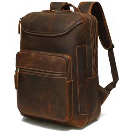 Lannsyne-Mochila-Unissex-de-Couro-para-Laptop--Marrom-foto-0