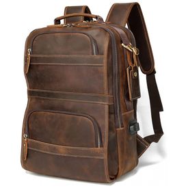 Mochila-Unissex-de-Couro-para-Laptop-LANNSYNE-LB140-Marrom-foto-0