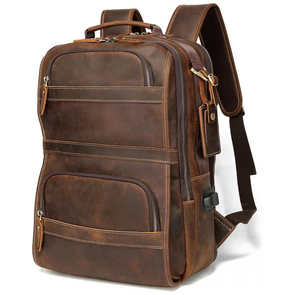 Mochila-Unissex-de-Couro-para-Laptop-LANNSYNE-LB140-Marrom-foto-0