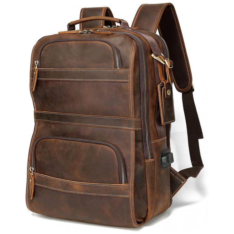 Mochila-Unissex-de-Couro-para-Laptop-LANNSYNE-LB140-Marrom-foto-0
