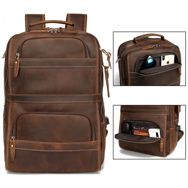Mochila-Unissex-de-Couro-para-Laptop-LANNSYNE-LB140-Marrom-foto-4
