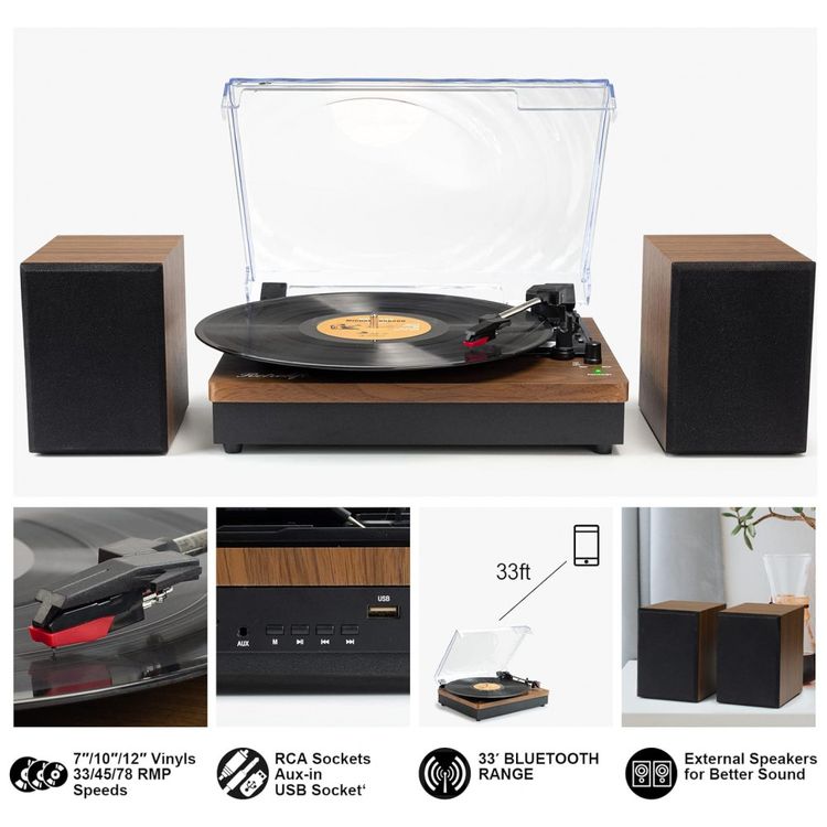 Toca-Discos-de-Vinil-com-3-Velocidades-Bluetooth-Alto-foto-2