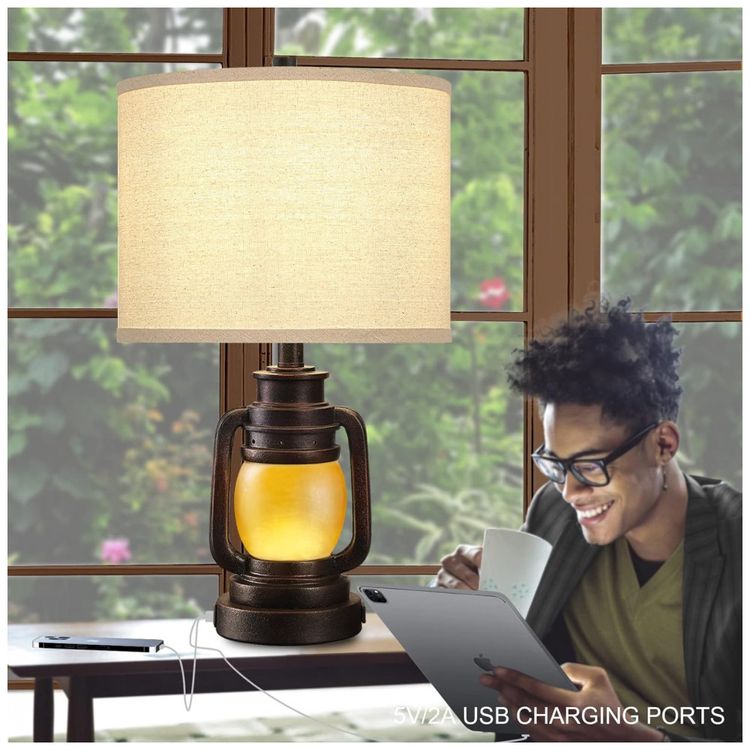 AIDENOEY-Kit-2-Luminarias-de-Mesa-Vintage-em-Metal-e-Abajur-foto-3