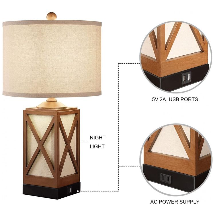 Kit-2-Luminarias-de-Mesa-Vintage-em-Metal-e-Abajur-de-foto-1
