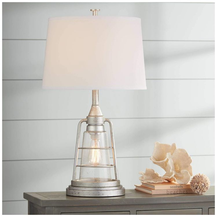 Luminaria-de-Mesa-Vintage-em-Metal-e-Abajur-de-Tecido-foto-0