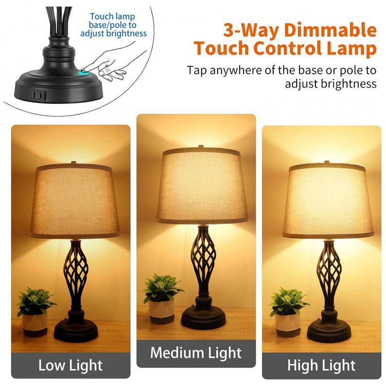 Kit-2-Luminarias-de-Mesa-Moderna-em-Metal-com-USB-e-Abajur-foto-1