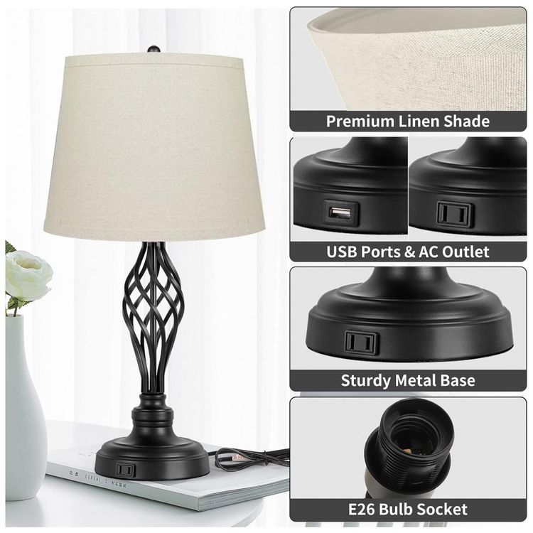 Kit-2-Luminarias-de-Mesa-Moderna-em-Metal-com-USB-e-Abajur-foto-4