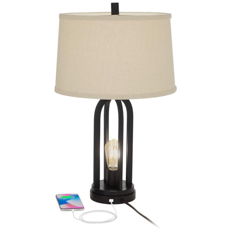 Kit-2-Luminarias-de-Mesa-Vintage-em-Metal-e-Abajur-de-foto-2
