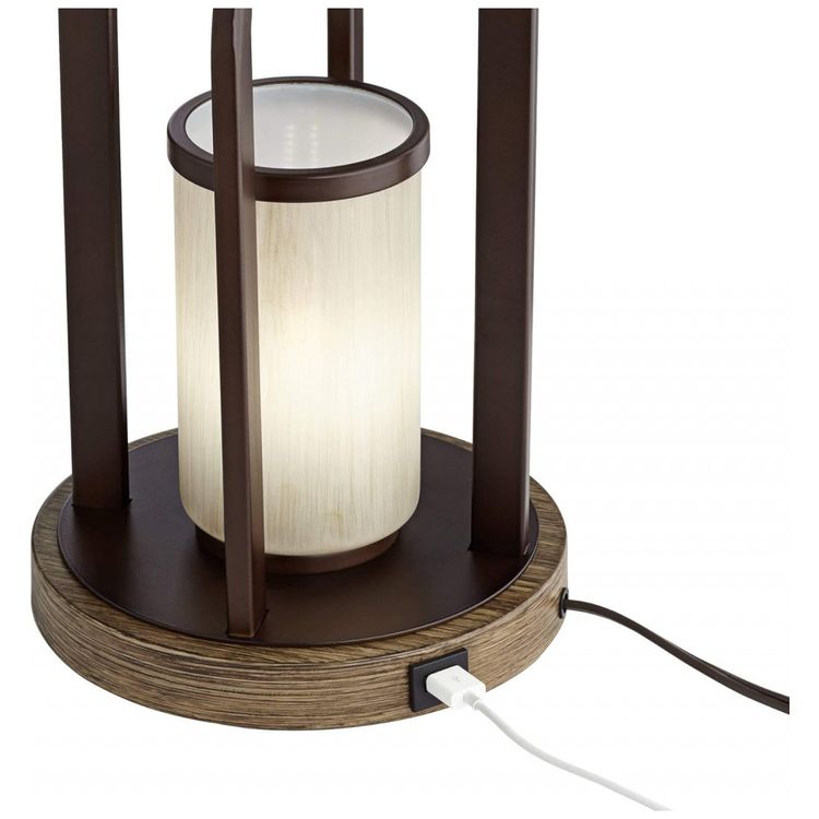 Luminaria-de-Mesa-Vintage-em-Metal-e-Abajur-de-Tecido-foto-5