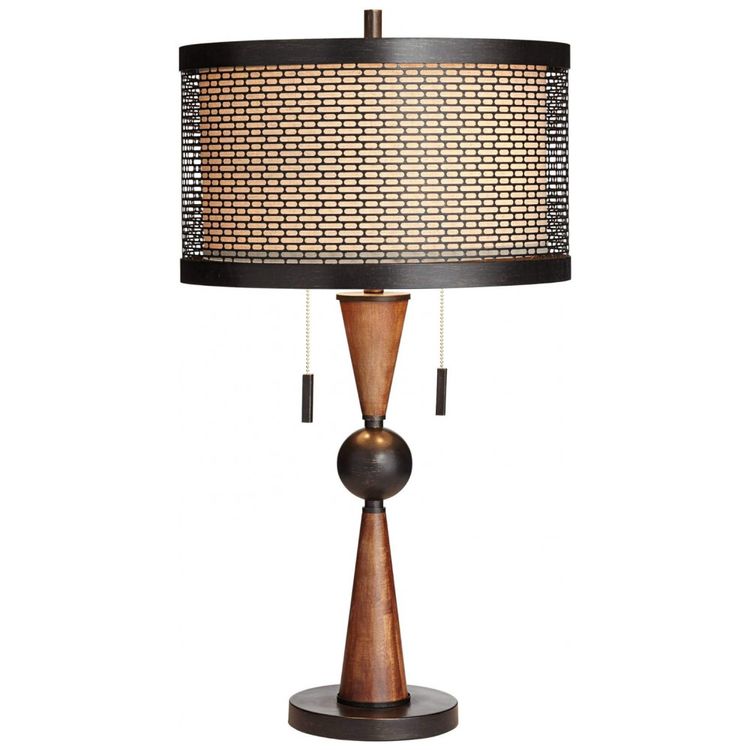 Luminaria-de-Mesa-Classica-em-Metal-e-Abajur-de-Tecido-foto-1