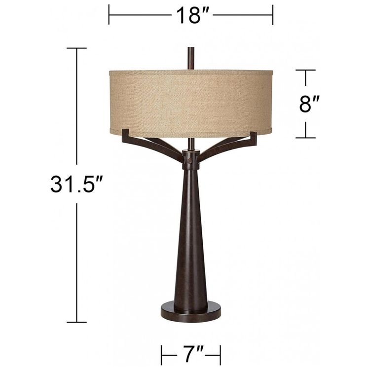 Luminaria-de-Mesa-Vintage-em-Metal-e-Abajur-de-Tecido-foto-3