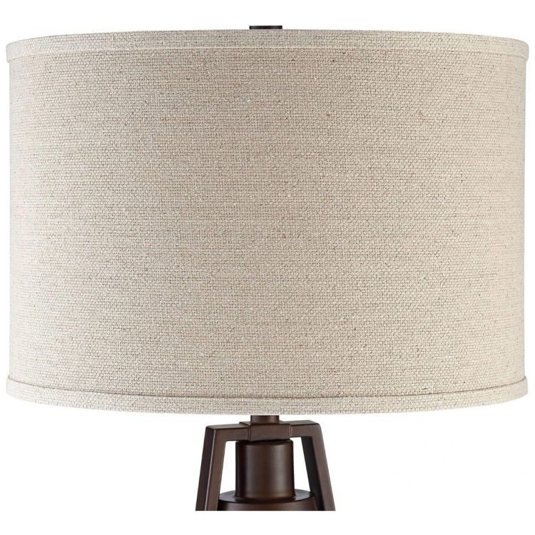 Luminaria-de-Mesa-Vintage-em-Metal-e-Abajur-de-Tecido-foto-2