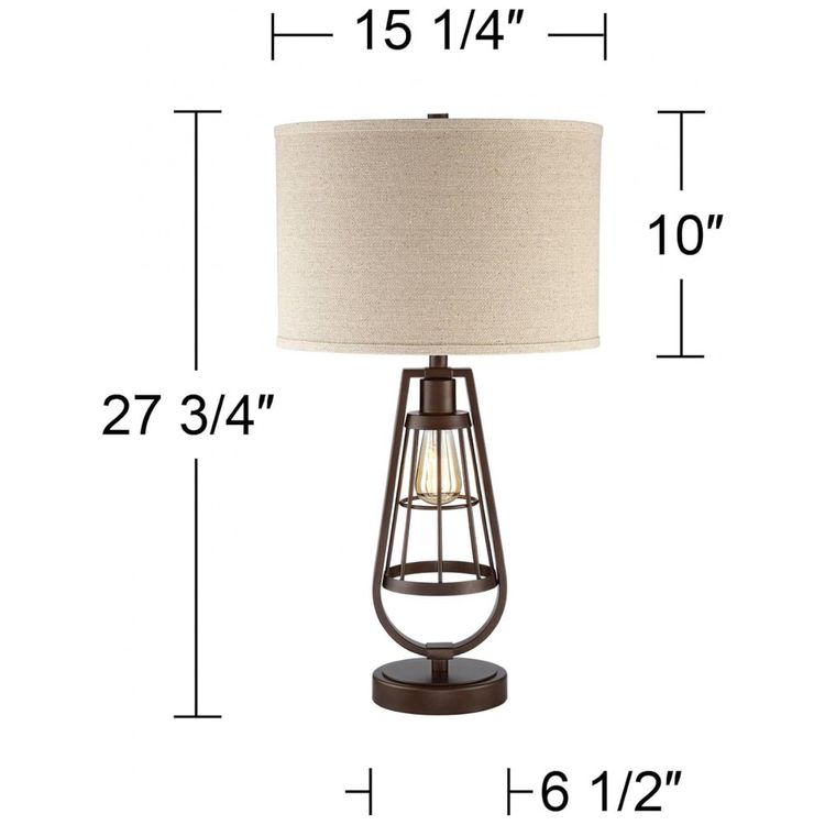 Luminaria-de-Mesa-Vintage-em-Metal-e-Abajur-de-Tecido-foto-5