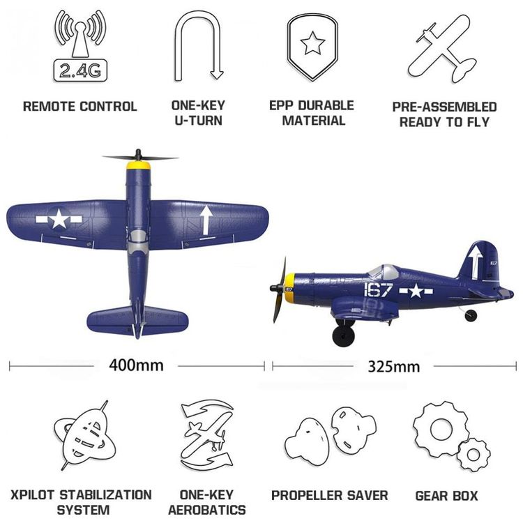 CredevZone-F4U-Aviao-de-Controle-Remoto-2.4G-Design-4CH-foto-5