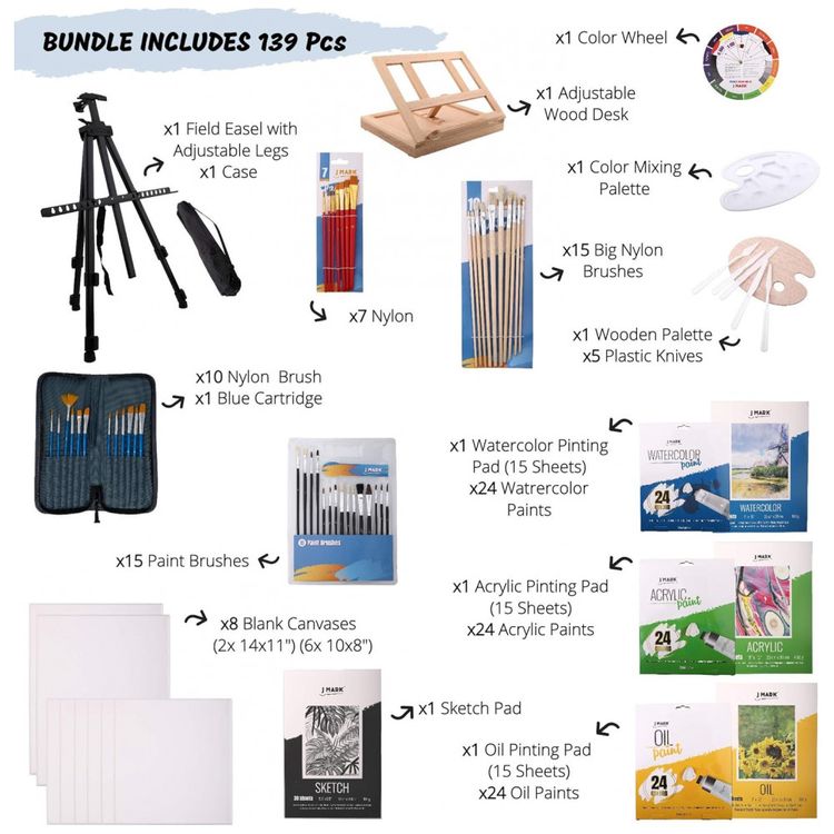 Kit-de-Pintura-Conjunto-Artistico-com-139-Pecas-Inclui-72-foto-1