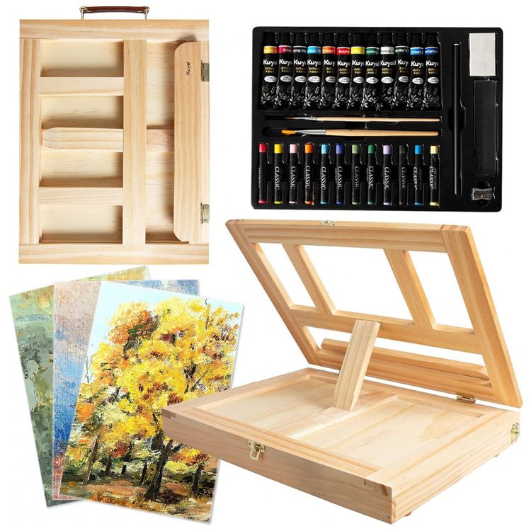 Kit-de-Pintura-Conjunto-Artistico-com-34-Pecas-Inclui-12-foto-1