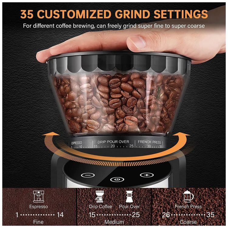 Moedor-de-Cafe-Eletrico-35-Niveis-de-Moagem-ate-250g-Aco-foto-1
