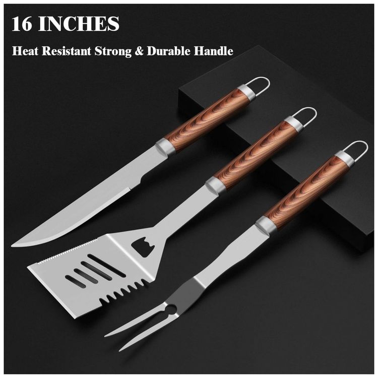 Kit-Churrasco-na-Grelha-25-Pecas-de-Aco-Inoxidavel-e-Escova-foto-1