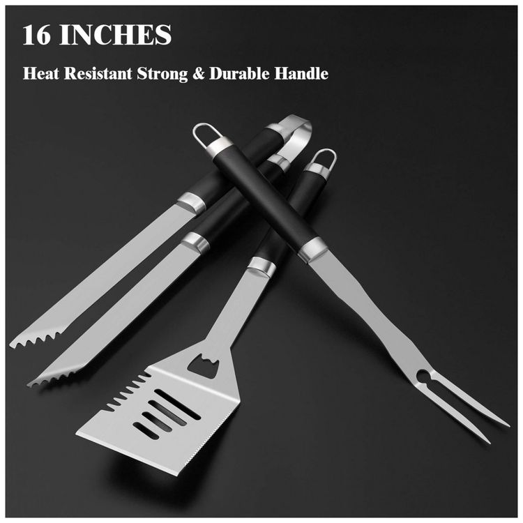 Kit-Churrasco-na-Grelha-25-Pecas-de-Aco-Inoxidavel-e-Escova-foto-1