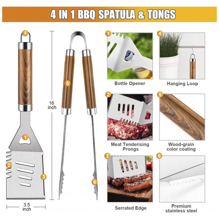 Kit-Churrasco-na-Grelha-38-Pecas-de-Aco-Inoxidavel-e-foto-1