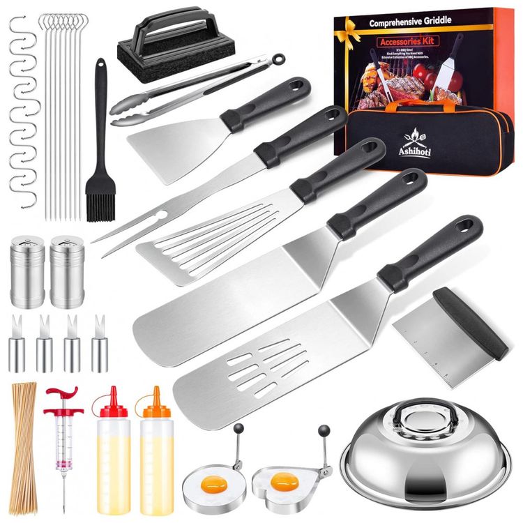 Griddle-Kit-Churrasco-na-Grelha-42-Pecas-de-Aco-Inoxidavel-e-foto-0