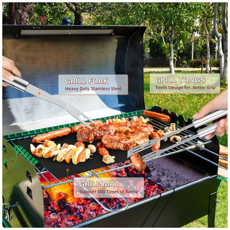 Kit-Churrasco-na-Grelha-30-Pecas-de-Aco-Inoxidavel-e-Escova-foto-5