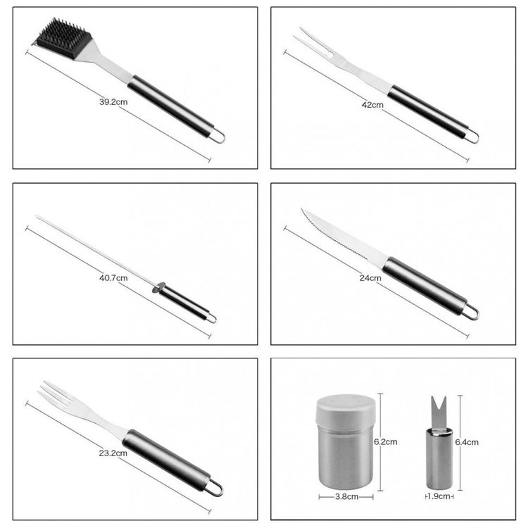 LIDAG-Kit-Churrasco-na-Grelha-26-Pecas-de-Aco-Inoxidavel-com-foto-1