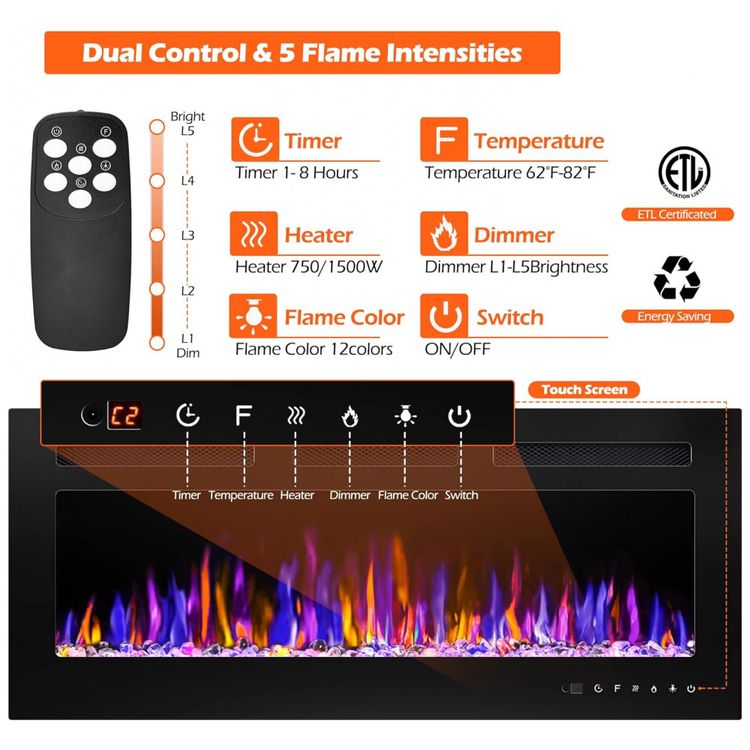 Lareira-Eletrica-de-Embutir-A43x91L-com-Controle-Remoto-e-foto-2