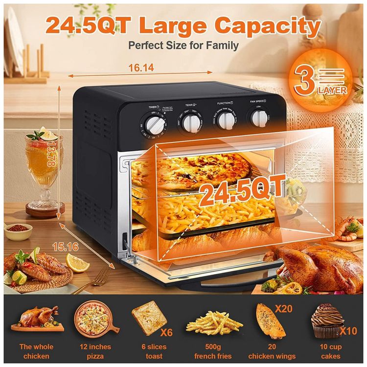 Forno-Eletrico-de-Bancada-14L-com-5-Funcoes-Aco-Inoxidavel-foto-2