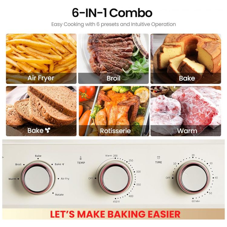 Forno-Eletrico-de-Bancada-25L-com-6-Funcoes-Aco-Inoxidavel-foto-2