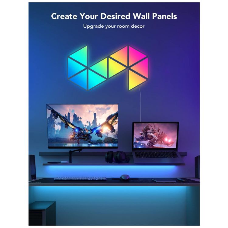 Painel-Triangular-LED-RGBIC-com-Controle-por-APP-Inteligente-foto-2