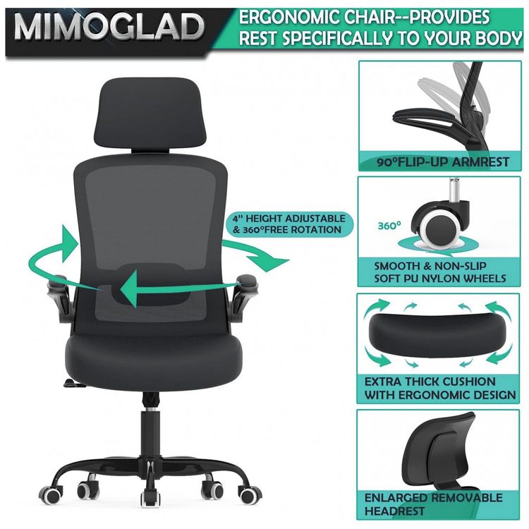 Cadeira-de-Escritorio-Ergonomica-Giratoria-com-Apoio-de-foto-4