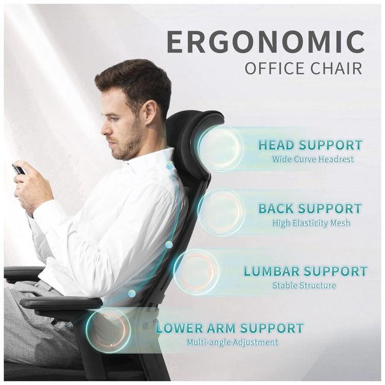 Cadeira-de-Escritorio-Ergonomica-Giratoria-com-Apoio-de-foto-2