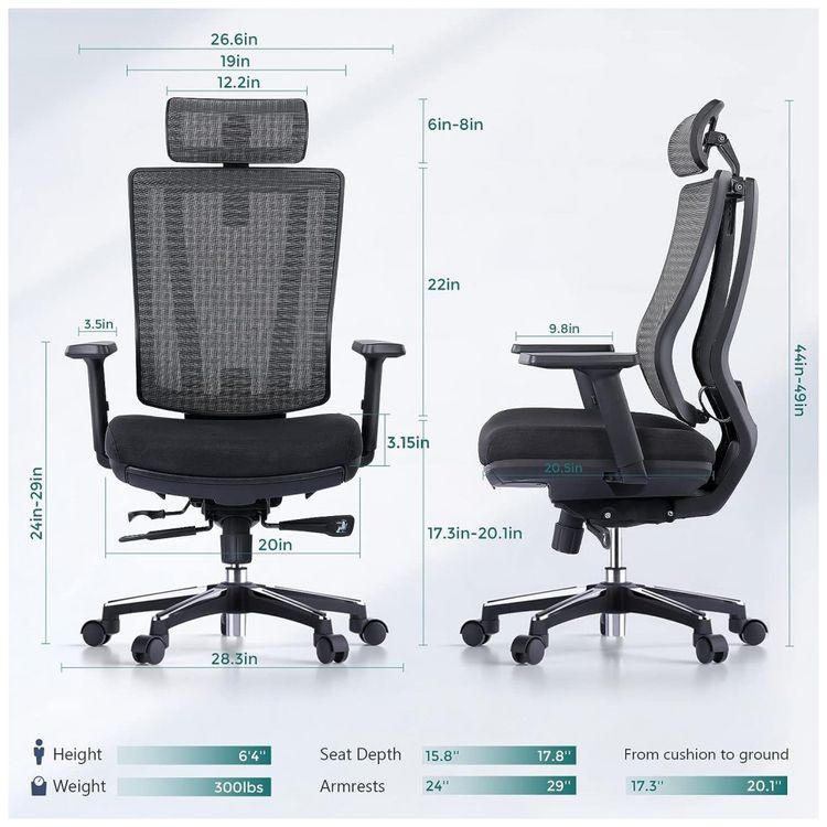 Pro-633-Cadeira-de-Escritorio-Ergonomica-Giratoria-com-Apoio-foto-1