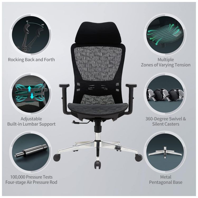Cadeira-de-Escritorio-Ergonomica-Giratoria-com-Suporte-foto-3