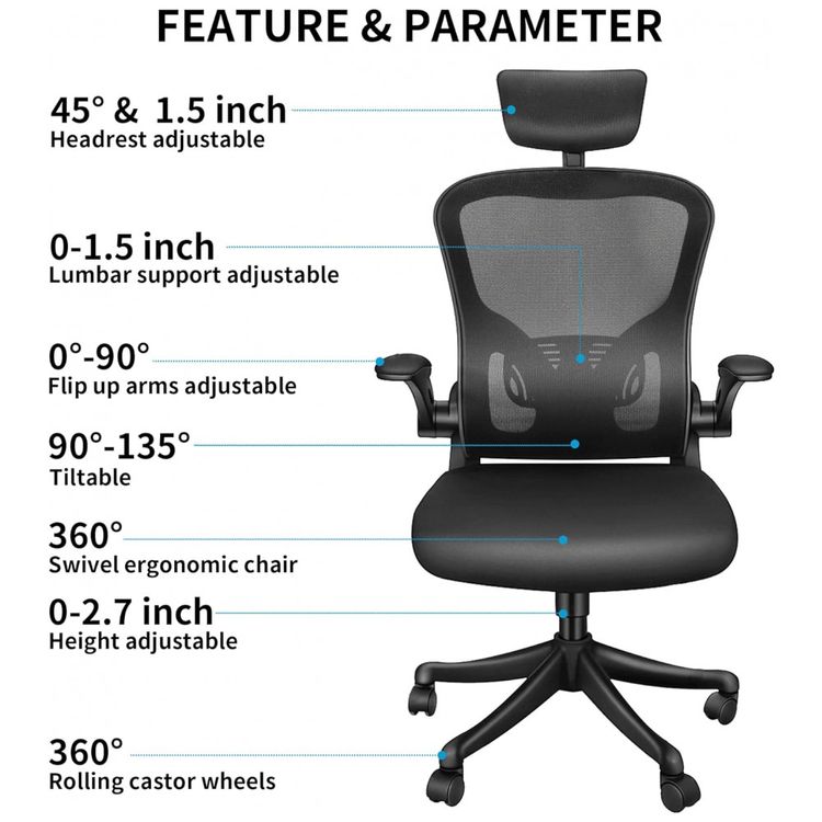 Cadeira-de-Escritorio-Ergonomica-Giratoria-com-Encosto-foto-2