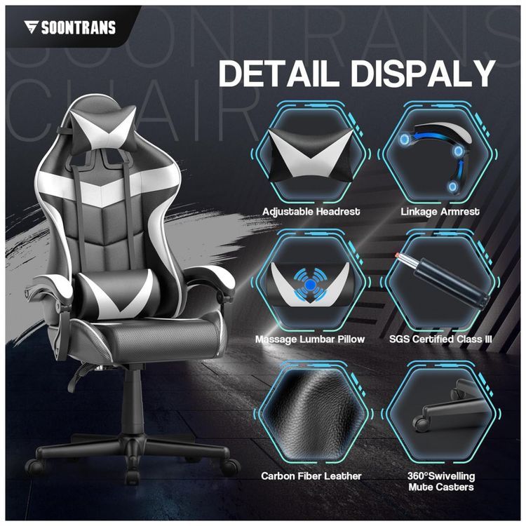 Cadeira-Gamer-Ergonomica-Reclinavel-com-Apoio-Lombar-e-foto-2
