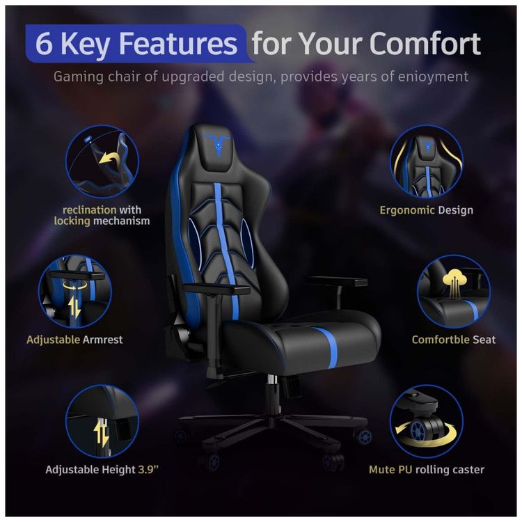 Cadeira-Gamer-Reclinavel-e-Giratoria-com-Apoio-Lombar-e-foto-2