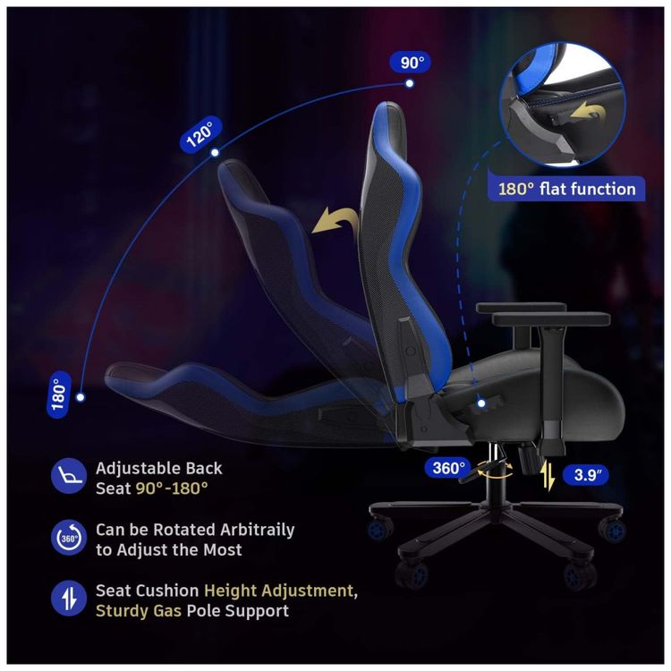 Cadeira-Gamer-Reclinavel-e-Giratoria-com-Apoio-Lombar-e-foto-3