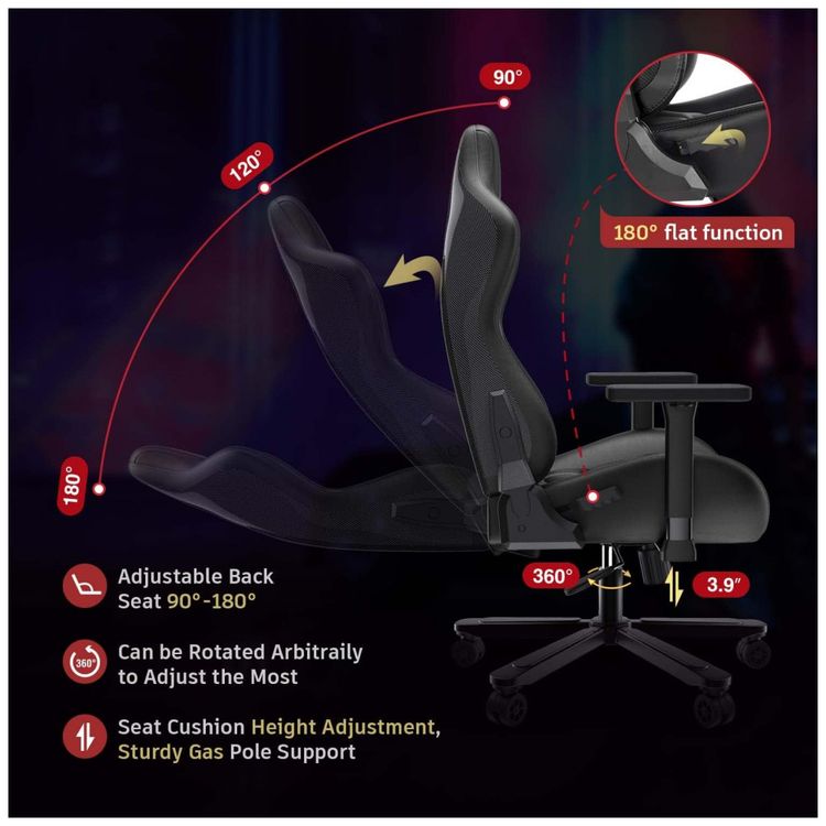 Cadeira-Gamer-Reclinavel-e-Giratoria-com-Apoio-Lombar-e-foto-3