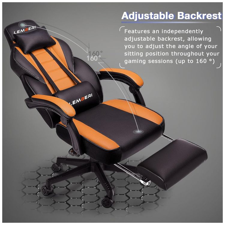 Cadeira-Gamer-Ergonomica-Reclinavel-e-Giratoria-com-Apoio-foto-3