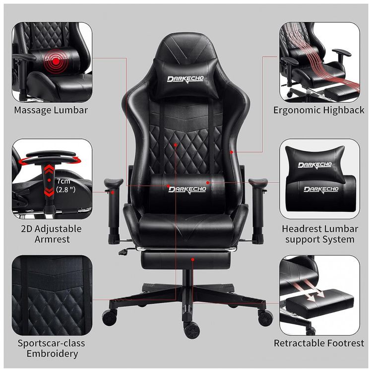 Darkecho-Cadeira-Gamer-Ergonomica-Reclinavel-e-Giratoria-com-foto-3