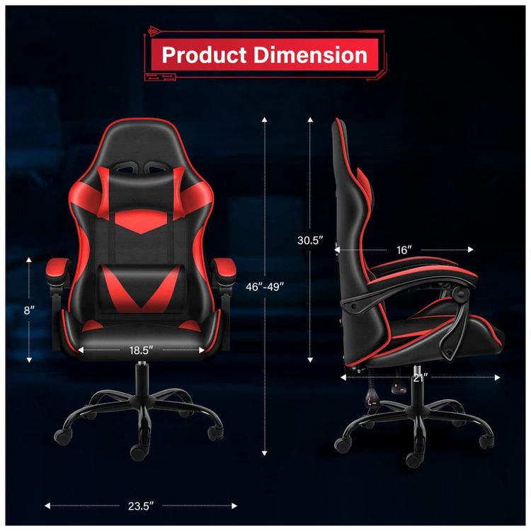 Cadeira-Gamer-Reclinavel-e-Giratoria-com-Apoio-Lombar-e-foto-1